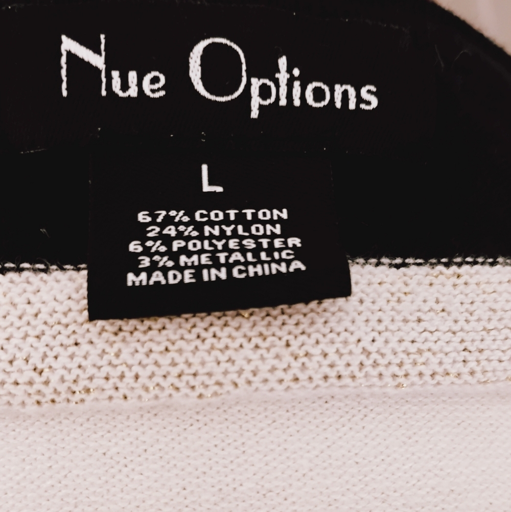 Nue Options Striped Cardigan in Black, White, and Gold Button Down Sz L - Picture 5 of 5